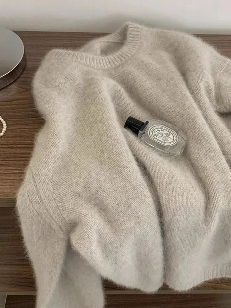 Autumn O Neck Knitted Sweaters Women Winter Soft Warm Casual Solid Pullovers Y2K Loose Simple All Match Female Jumpers New 1