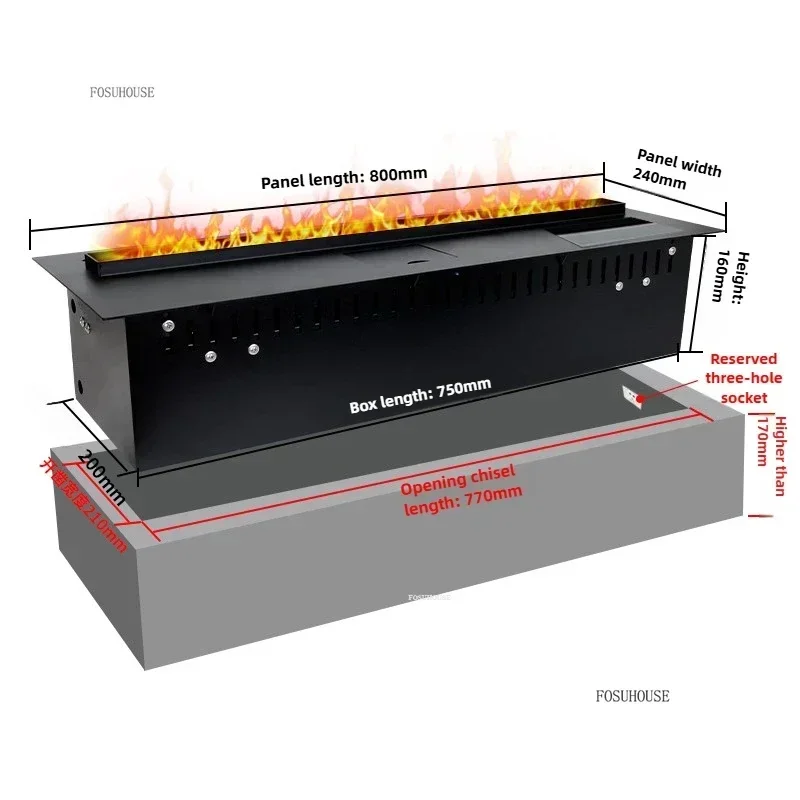 เตาผิงฝังฝ้าเพดานสไตล์นอร์ดิก พร้อมไฟจำลองเปลวไฟ สำหรับตกแต่งห้องนั่งเล่นสุดหรูหราด้วยแสงไฟแบบ 3 มิติ 1