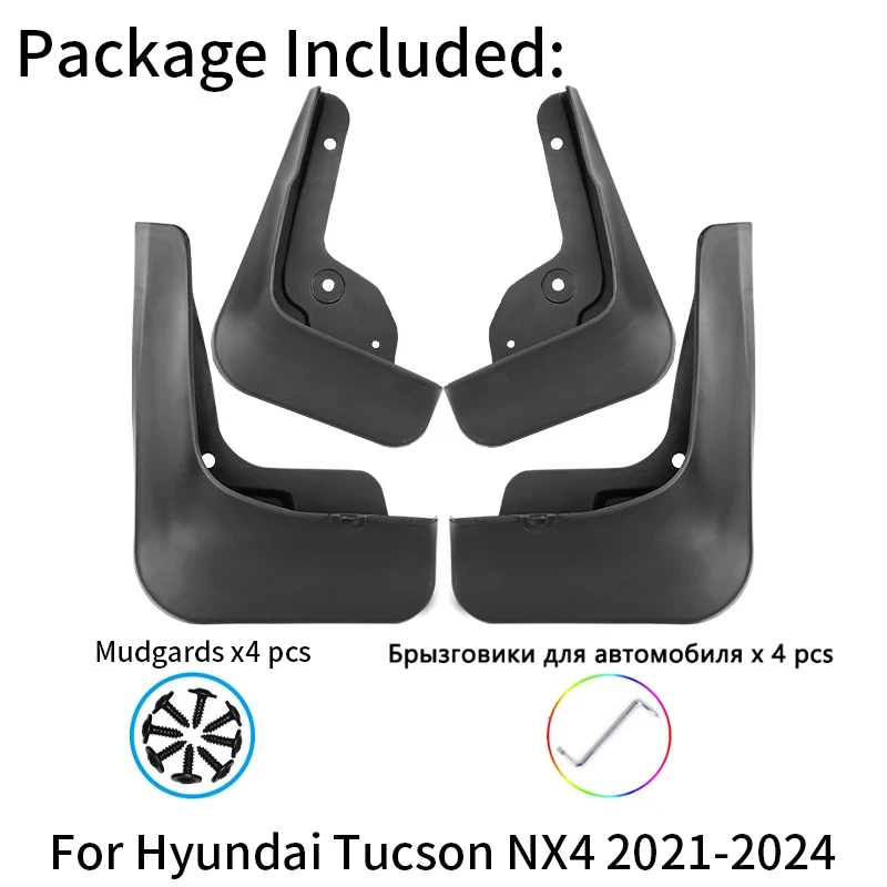 Guardabarros de 4 piezas para coche, accesorio Protector contra salpicaduras para Hyundai Tucson NX4 Hybrid N Line, 2021, 2022, 2023, 2024