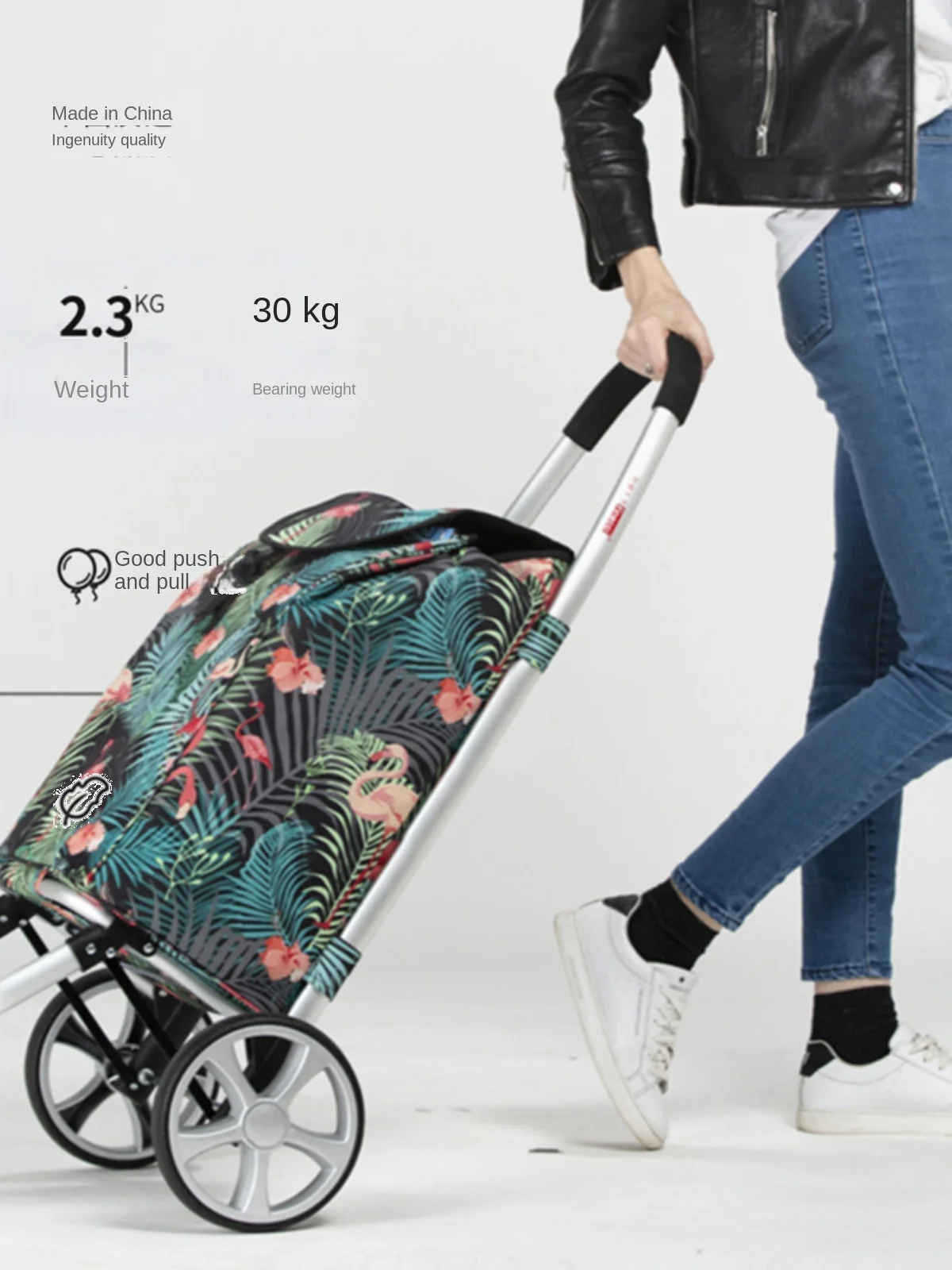 Waterproof folding grocery shopping cart, elderly climbing stairs, hand-pulled cart, folding portable trolley cart