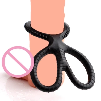 New Silicone Penis Rings Scrotum Stretcher Bondage Delay Ejaculation Cock Ring Chastity Cage Sex Toy for Men 3