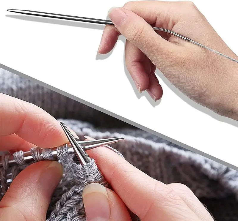 CircularKnitNeedles3pcsKnittingToolSweaterNeedleStainlessSteel