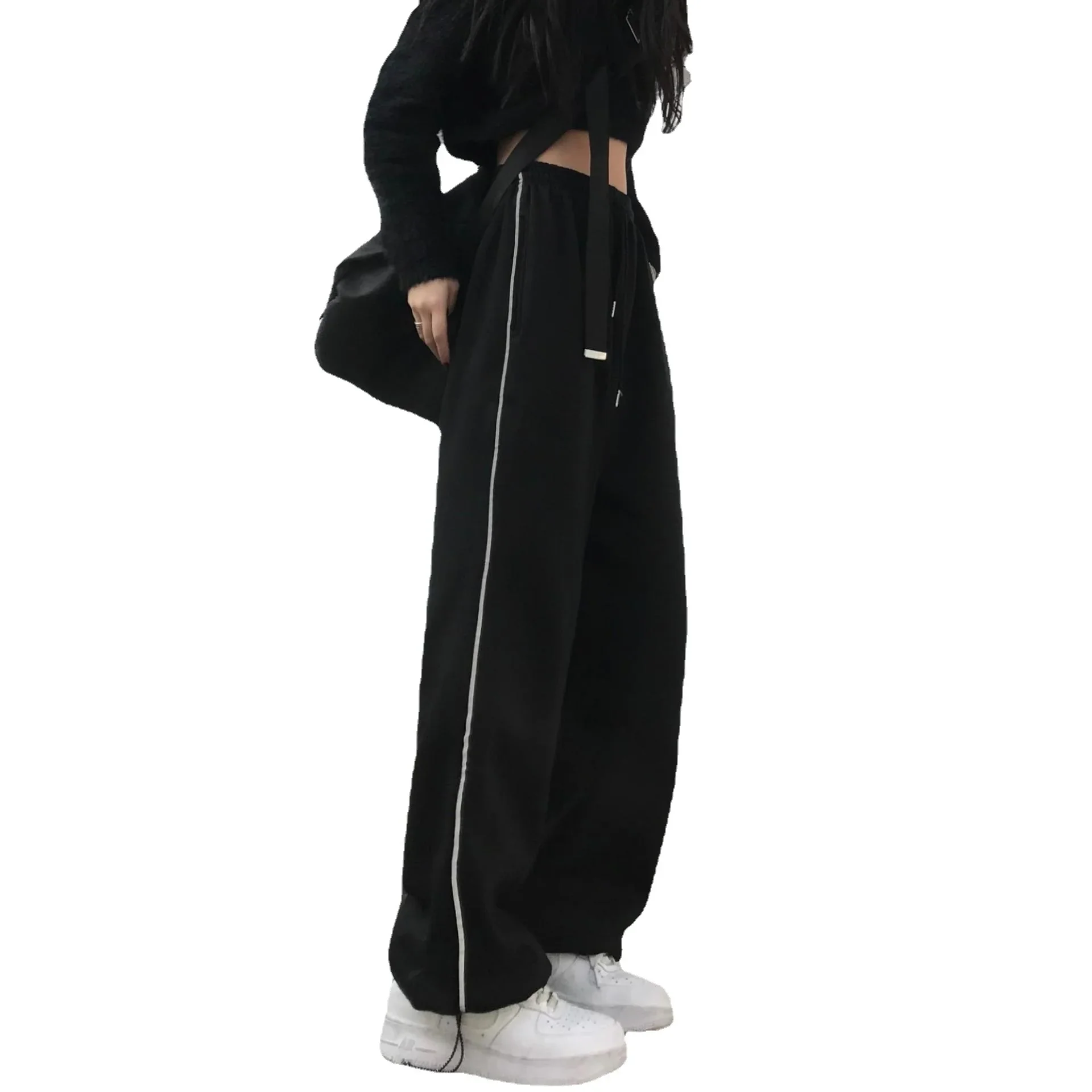 

Casual Pants Women Bundle Feet Trousers Design Loose Wide Leg Drawstring Streetwear Joggers Ulzzang BF 2022 Popular All-match