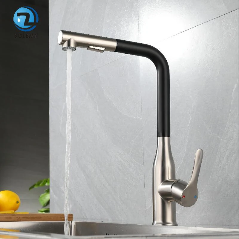 304 Stainless Steel Kitchen Cold And Hot Wash Basin Universal Splash Proof Telescopic Pull Faucet innovative kitchen faucet abs stainless steel splash proof universal tap shower water rotatable filter sprayer nozzle