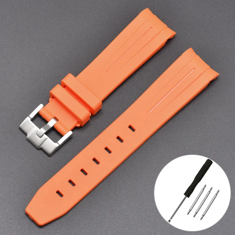 20mm Curved End Waterproof Rubber Sports Watch Strap