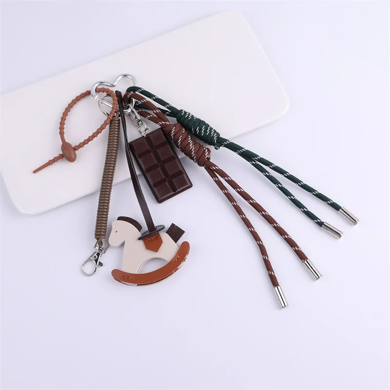 Chocolate Braided Rope Bag Decoration High-grade Keychain Trojan Horse Pendant For Phone Bag Accessories