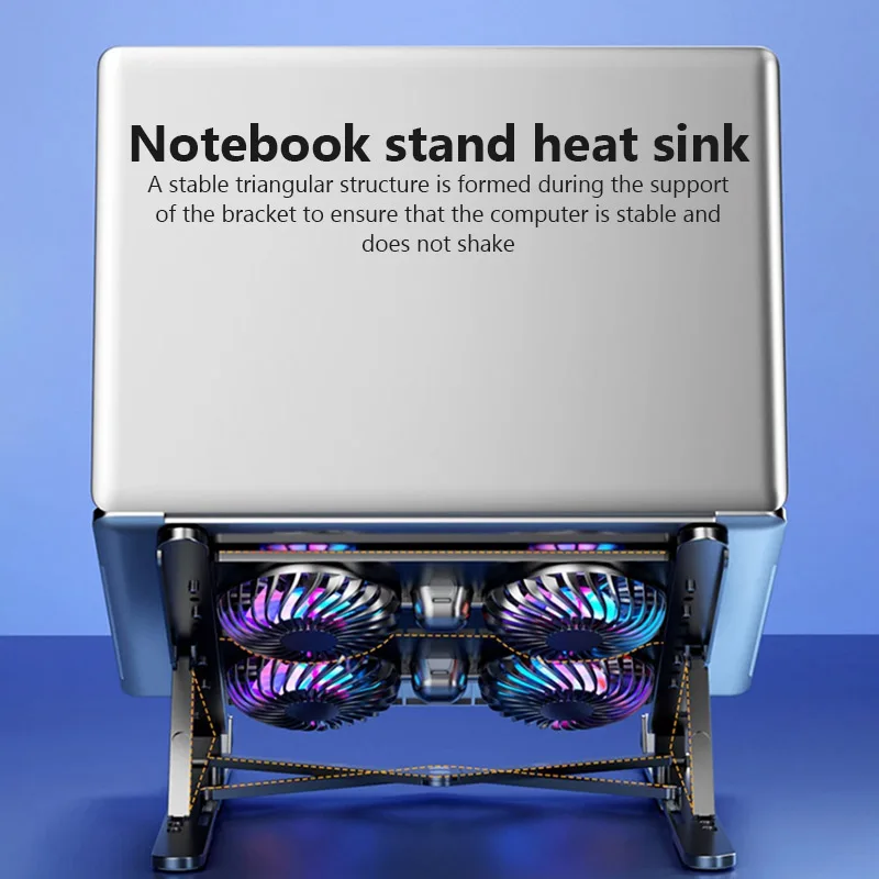 Portable Foldable Laptop Stand Cooler with 4 Fans for 11-17 Inch Devices