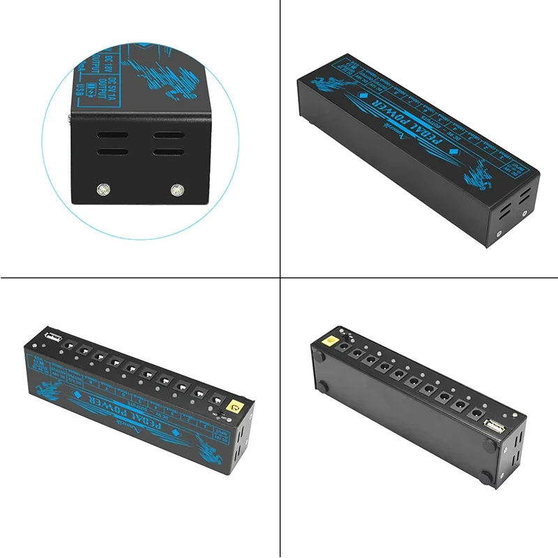 Amuzik Guitar Effector Pedal Power Supply 10 Isolated DC Output 9V 12V 18V Source Effect Pedalboard USB Port cellphone