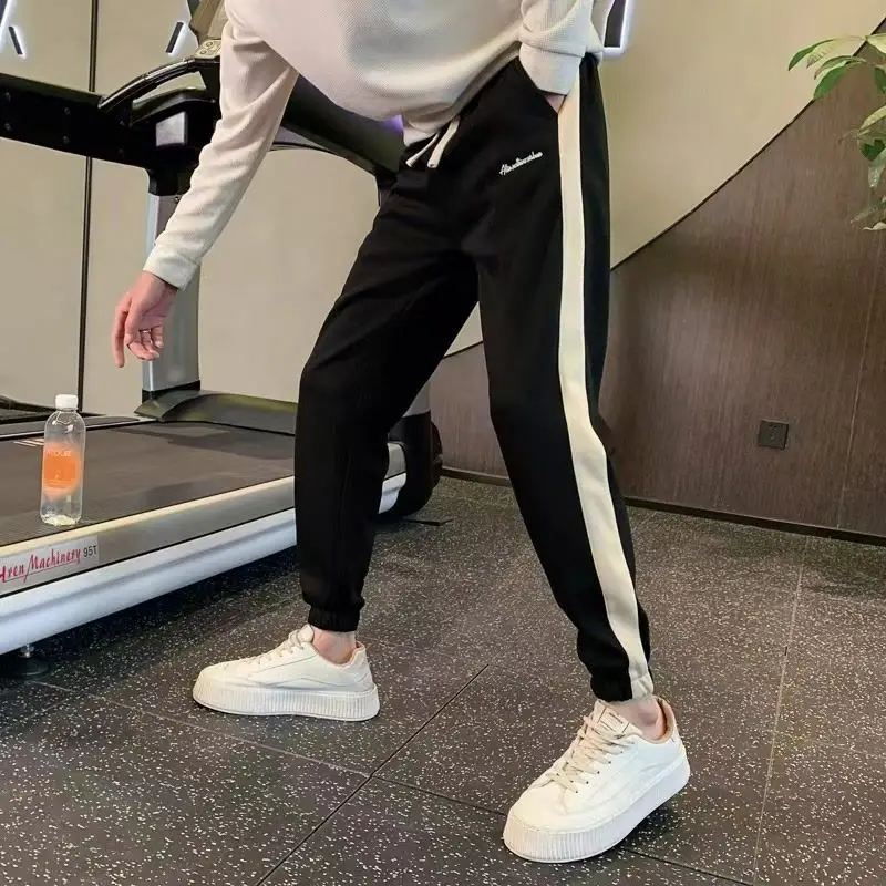 

Sweatpants Trousers 2024 spring autumn new Men's Fashionable Loose Casual Spliced contrast color Elastic Drawstring Pencil pants