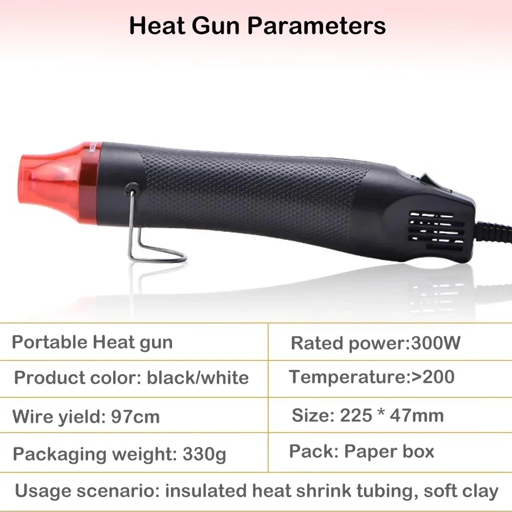 Hot Air Heat Gun 300W Electric Power Temperature Blower Mini Tool Kit for DIY Shrink Tubing Soldering Wrap Plastic Rubber Stamp 2