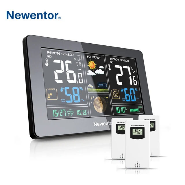 Geevon Weather Stations Wireless Indoor Outdoor Multiple Sensors, Large  Color Display Weather Thermometer With USB Charge - AliExpress