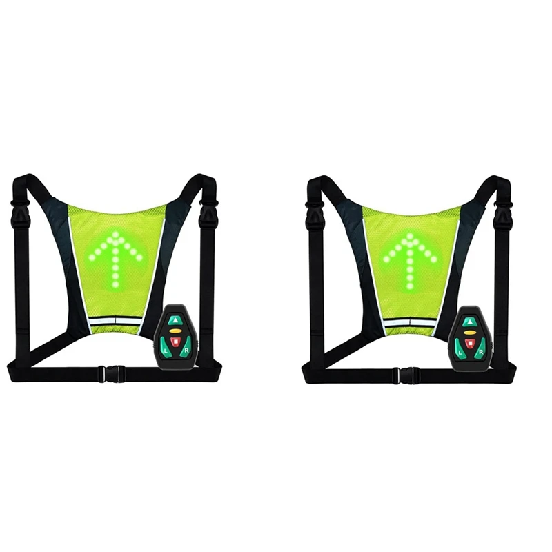 

2X LED Bike Turn Signal Backpack,LED Bicycle Turn Signals Vest,Rechargeable Reflective Backpack With Direction Indicator