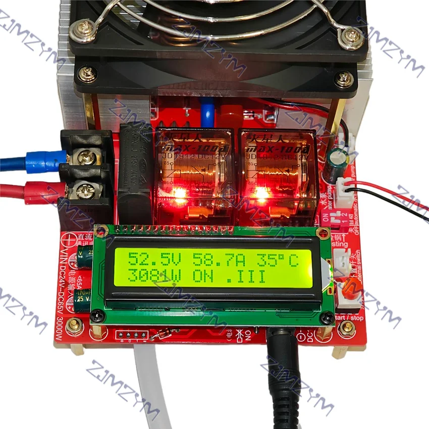 3000W 55A ZVS High Frequency Induction Heater Module Flyback Driver Heater Good Heat Dissipation + Coil +pump +Power Adapter