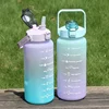 2000ml Large capacity plastic water bottle frosted gradient water bottle outdoor sports and fitness portable water kettles 4