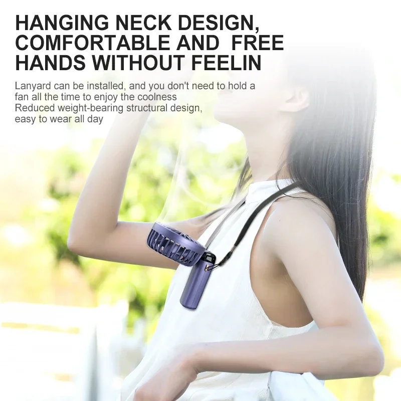 Handheld Mini Fan Foldable Portable Neck Hanging Fans 5 Speed USB Rechargeable Fan with Phone Stand and Display Screen 1800mAh 4