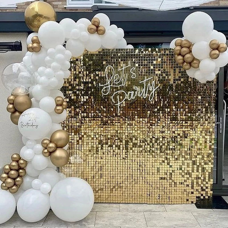 Birthday Backdrop 18 Pcs Decorative Glitter Panels Light Gold Shimmer Wall Backdrop Bling Photo Background Backdrop Birthday Party Decorations