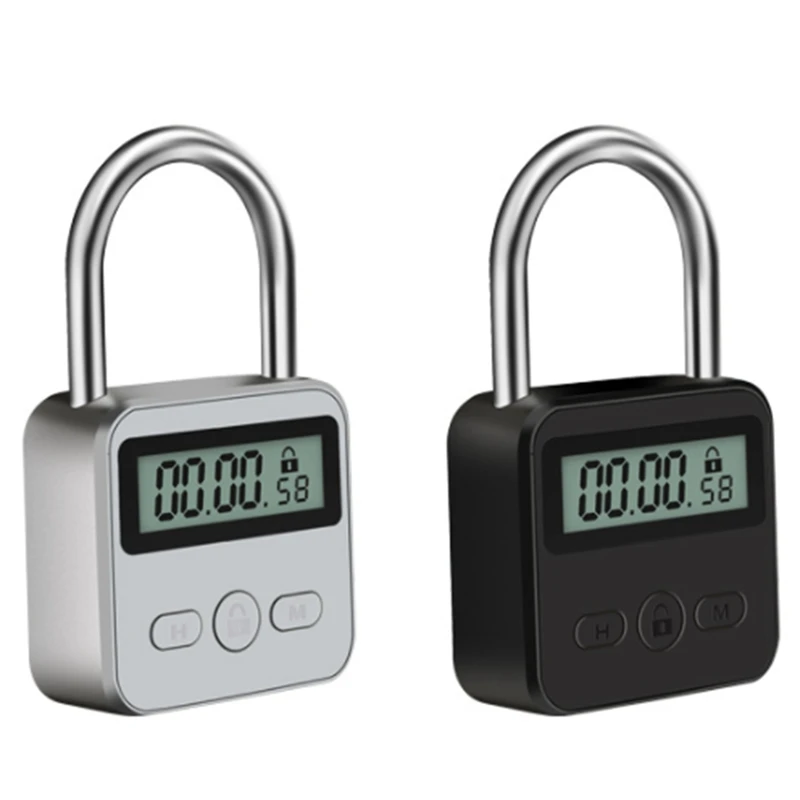 

Metal Timer Lock LCD Display Multi-Function Electronic Time 99 Hours Max Timing USB Rechargeable Timer Padlock