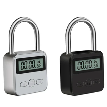 금속 타이머 잠금 장치, LCD 디스플레이, 다기능 전자 시간 99 시간 최대 타이밍, USB 충전식 타이머 자물쇠