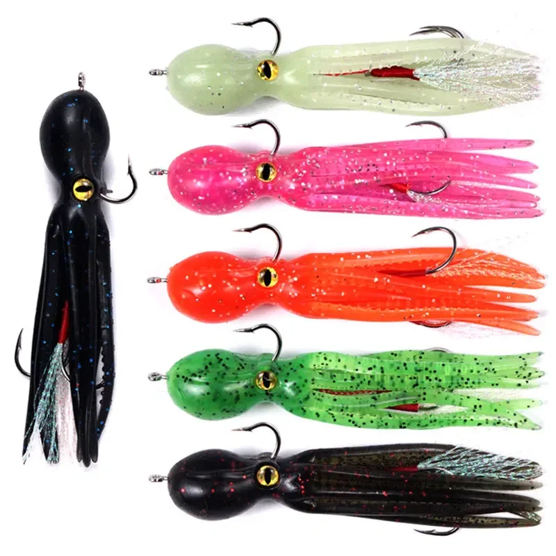 Octopus Bait Double Hook Artificial Silicone Soft Bait Triple Sinker  Octopus Swim Ring for Bass Trout Shad Fishing Lure - AliExpress