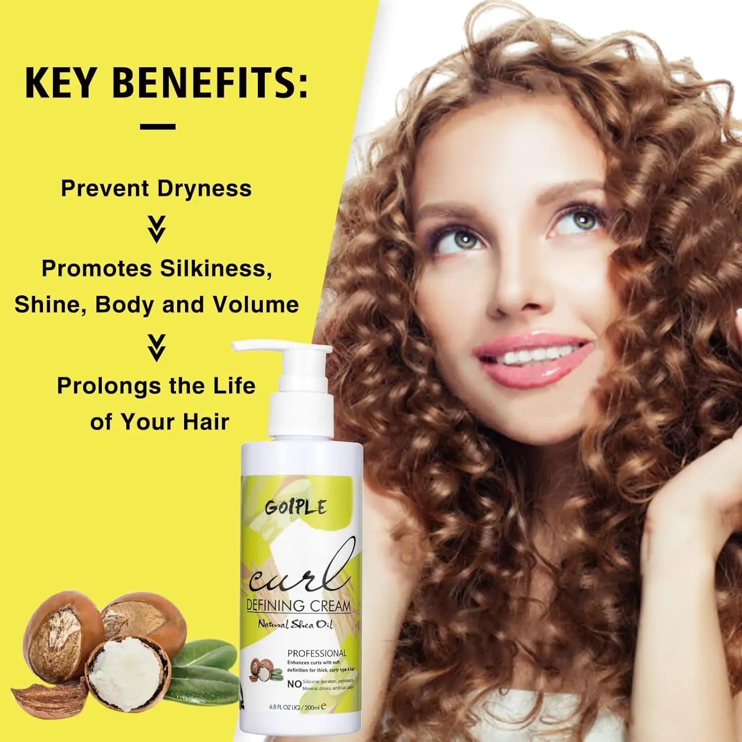 Curl Defining Cream Wavy Hair Bouncy Enhancer Anti Frizz Moisturizer Add Shine Conditioner Soft Smooth Hair Care