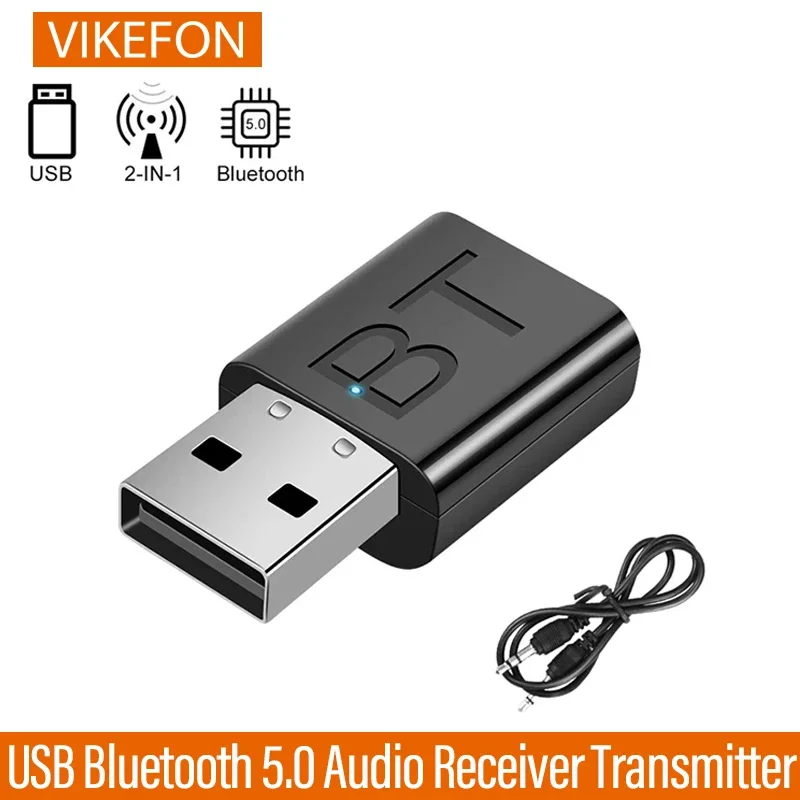 2 in 1 USB bluetooth receiver transmitter car bluetooth 5.0 audio adapter TV computer wireless converter