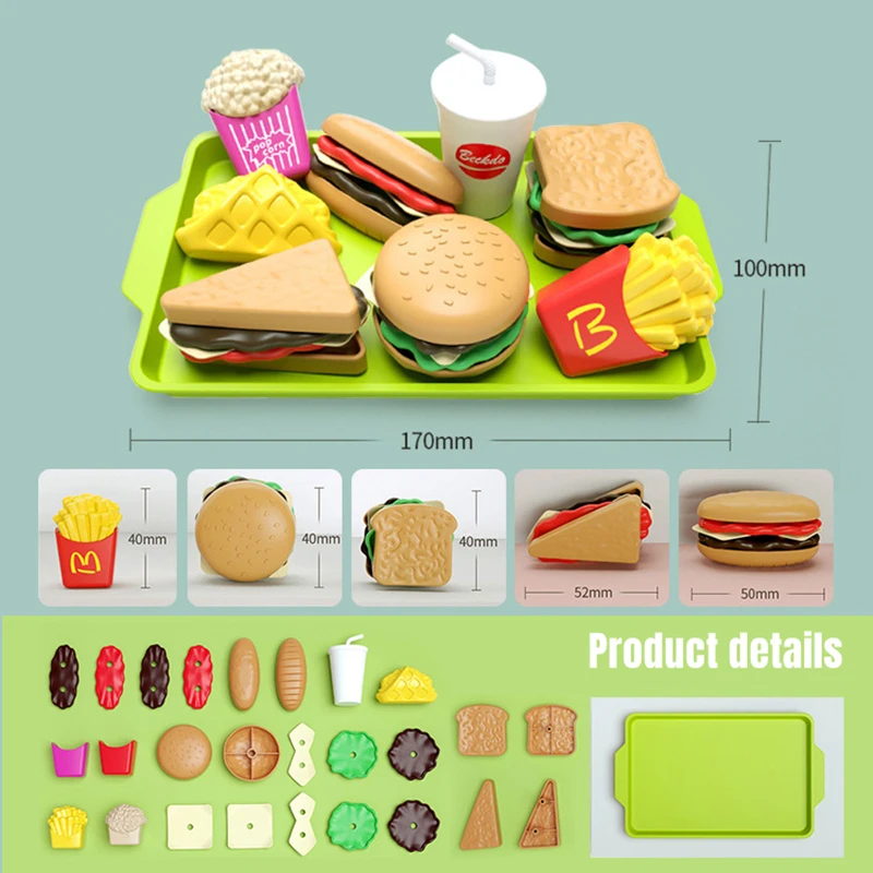 Mini Pretend Play Cooking Toys Hamburger Hot Dog DIY Set Play House Playtime toys Simulation Food Kitchen Assemble Kit