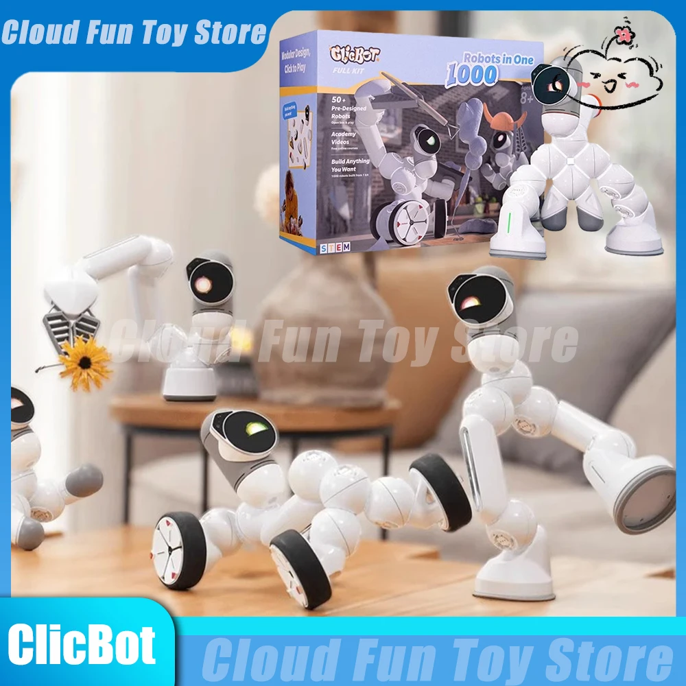 Clicbot 지능형 로봇 모듈러 스플라이싱 Ai 프로그램 어린이 퍼즐 장난감 모델, 데스크탑 전자 애완 동물 로봇, 크리스마스 선물 장난감 동행