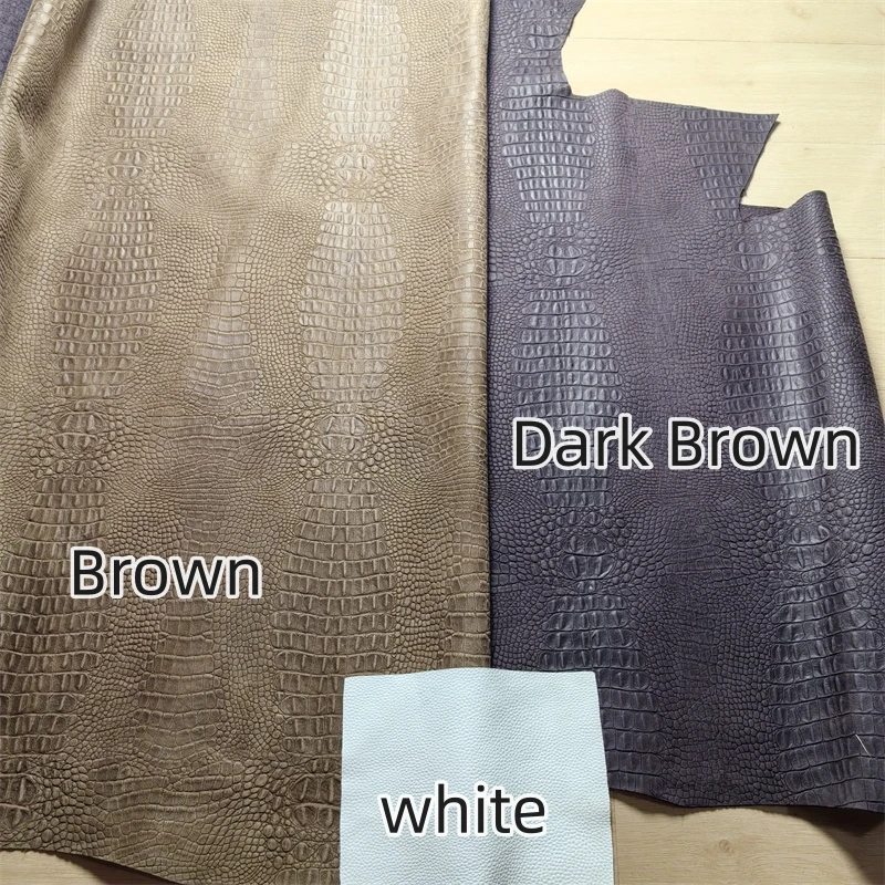 1.3/1.5mm 브라운 악어 소가죽. 첫 번째 레이어 가죽. 진짜 가죽 원단. 카드 가방용 수제 DIY. 전체 시트 절단