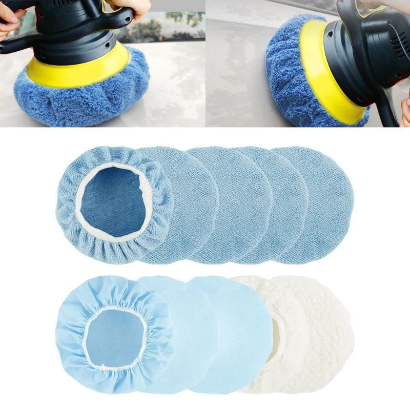 

6Pcs Car Polisher Pads 9-10 Inches Microfiber Polishing Bonnet Pads Cover Car Buffer Bonnet Car Wax Polisher Kits Drop Shipping