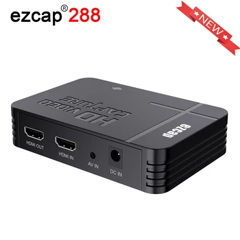 Ezcap288 비디오 캡처 카드, 컴포지트 HDMI AV 비디오 녹화 박스, USB 플래시 디스크, PC 마이크 입력 라인 아웃 HDMI 루프 필요 없음