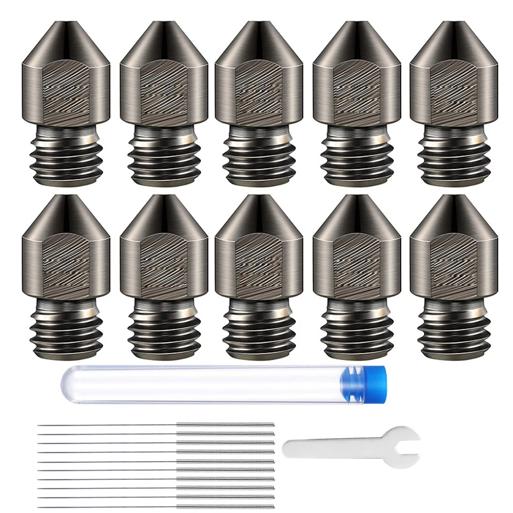 Iverntech 3D-Drucker Düsen Set - 5x MK8 0.4mm Gehärteter Stahl Mit Reinigungswerkzeug