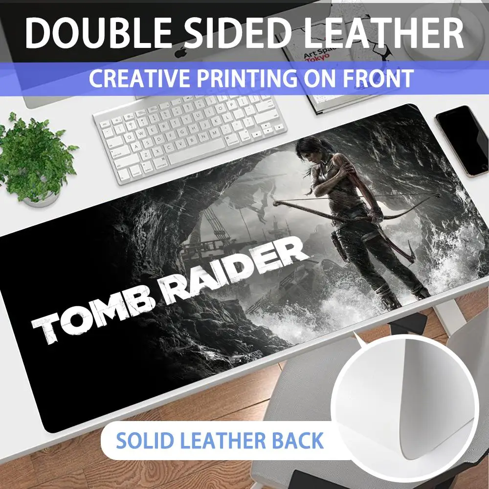 

Mouse Pad Large non-slip desk pad mouse pad PU Tomb game Raider high-end quality light luxury desk pad