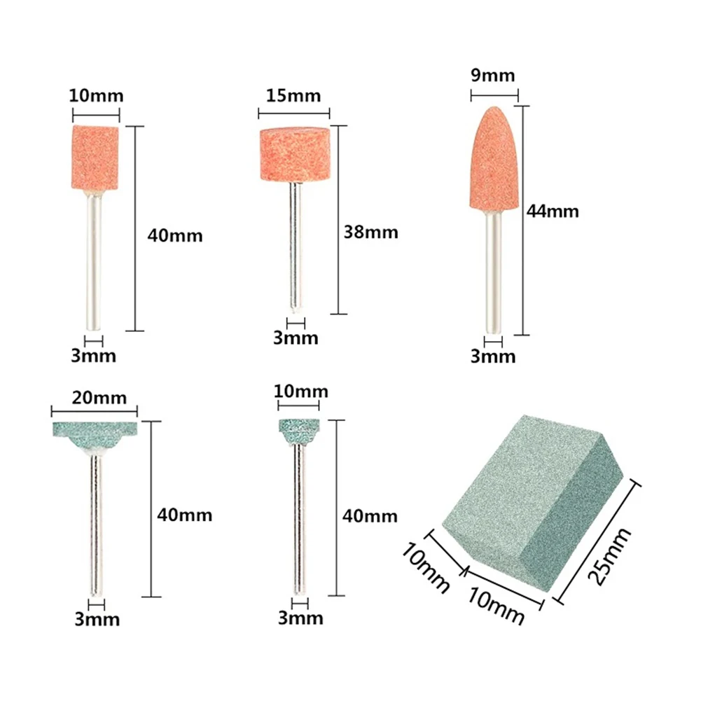 

11 шт. Шлифовальная головка, набор масляных камней с хвостовиком 3 мм, полировальные насадки, абразивный монтажный камень для вращающегося инструмента, Аксессуары для планшетов