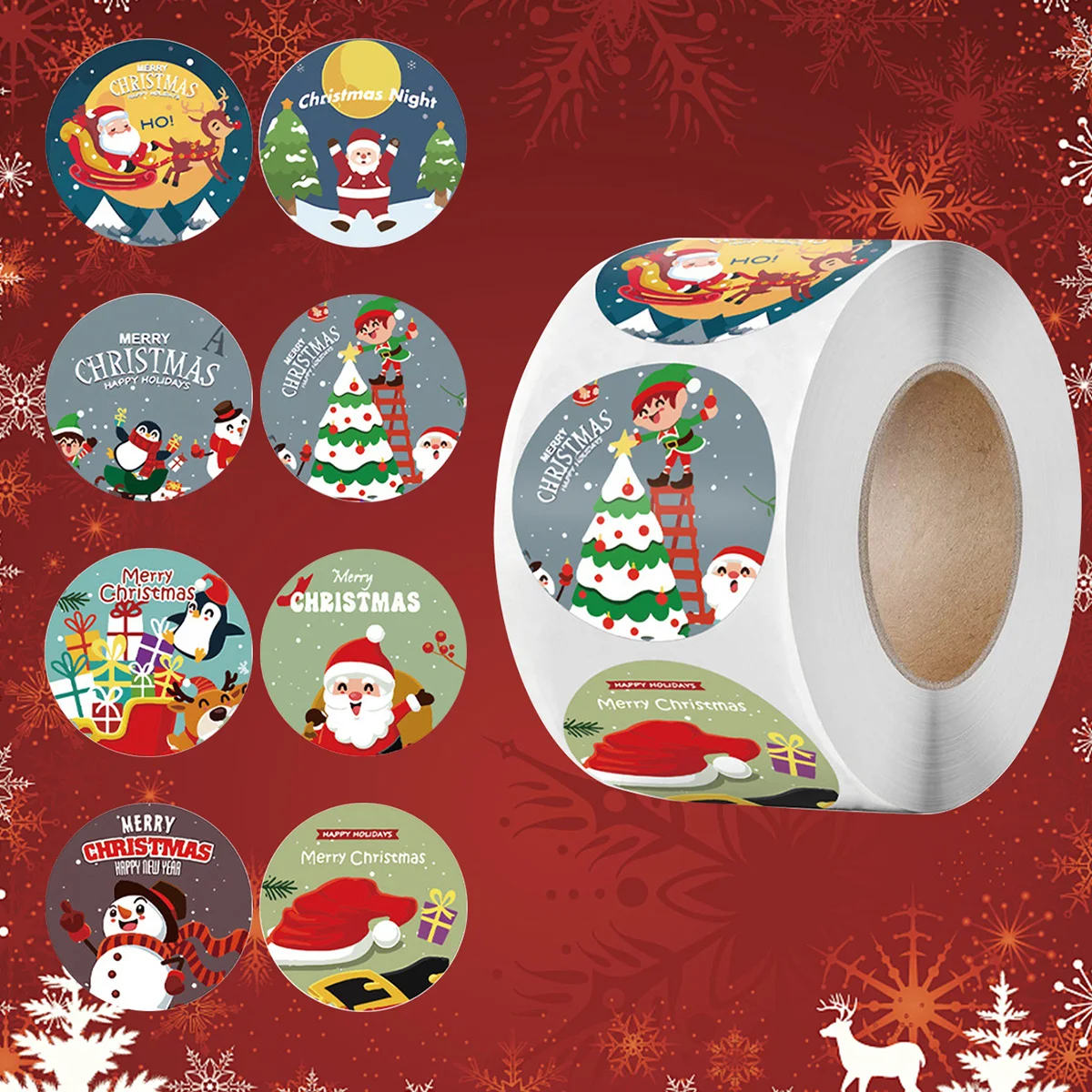 Decorative stickers decorative labels stickers stationery stickers self adhesive stickers adhesive stickers paper stickers cartoon stickers magic stickers anime stickers holiday party decorations diy scrapbooking accessories 500Pcs Merry Christmas Stickers For DIY Gifts Baking Package Envelope Stationery Decor