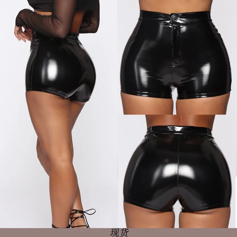 

Leather Shorts European and American PU Solid Color Fashionable Sexy Multi-foot Large Hot Pants In Stock