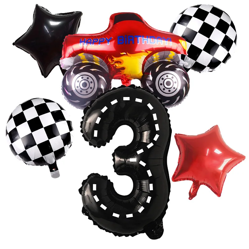 

6pcs/set Race Car Birthday Decorations Balloons Party Large Number 3 4 5 6 1 2 7 8 9 Birthday Party Decor