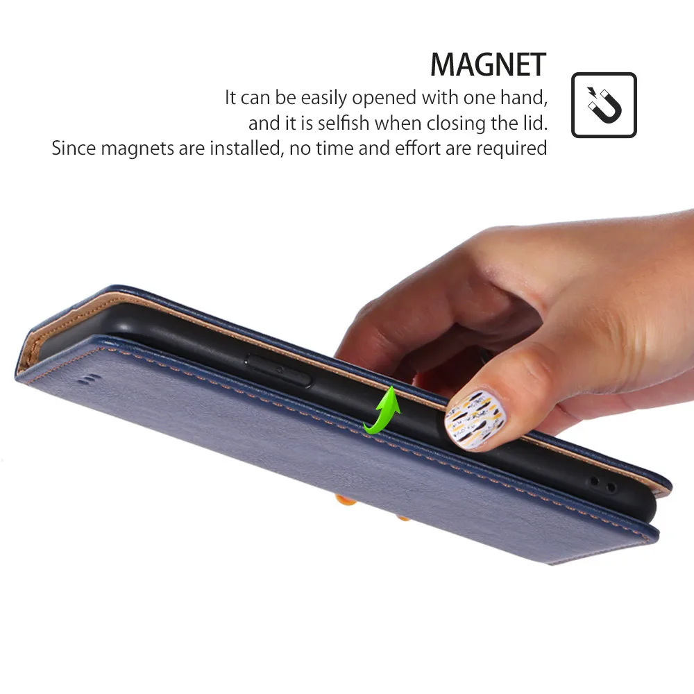Luxury Leather Flip Wallet Case with Card Slots and Magnetic Closure