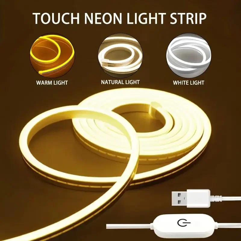 Touch Neon LED Light Strip Dimmable USB 5V LED Light Silicone Flexible Neon Sign Tape IP68 Waterproof for Home Room Decoration led light strip