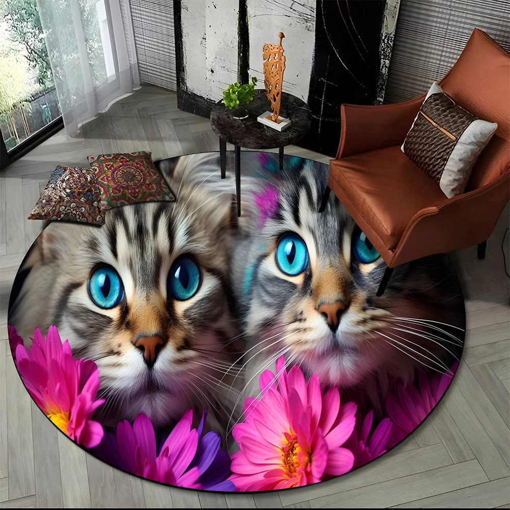 Tapete redondo 3D gato persa, tapete para sala de estar, quarto, decoração de sala de jogos infantil, tapete antiderrapante para animais de estimação, desenho animado de trapo, fofo 32 S131a9c09be374cbb8b5f77660abb7ca7Y