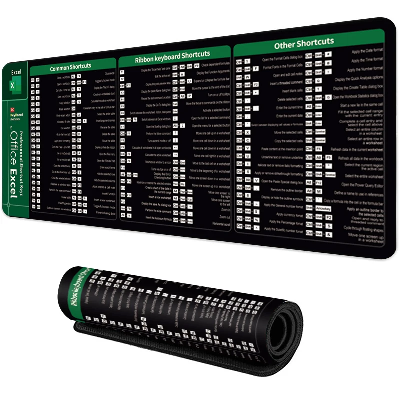 For Excel Common Shortcuts Large Professional Shortcut Keys Mouse Pad Desk Mat Office Software Keyboard Mousepad Y2K Cheat Sheet 6