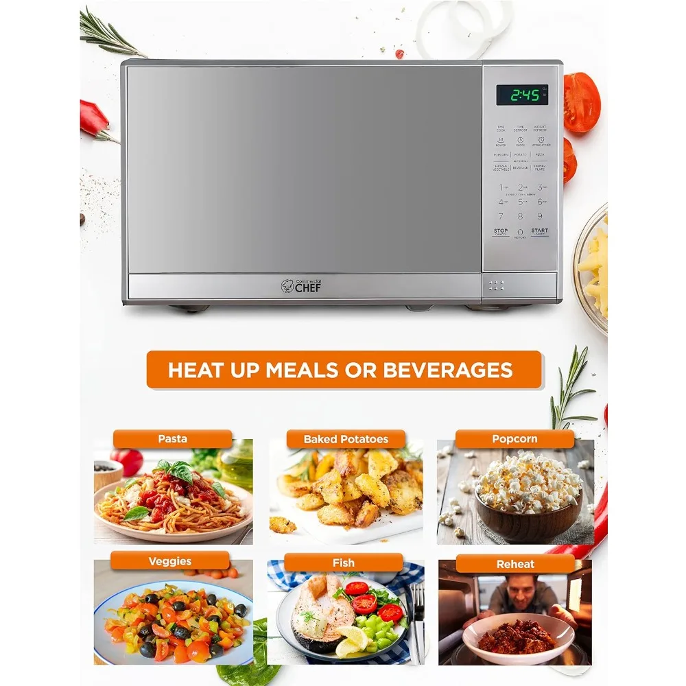 Microwave with 10 Power Levels, 700W with Digital Display, Countertop Microwave with Child Safety Door Lock, Programmable 2