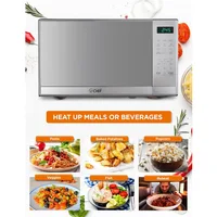 Microwave with 10 Power Levels, 700W with Digital Display, Countertop Microwave with Child Safety Door Lock, Programmable 2