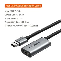 High - Speed USB 2.0 Active Extension Cable with External Power Supply - 10m (Active)
