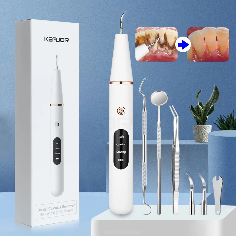 Electric Sonic Dental Calculus Scaler Oral Teeth Tartar Remover Plaque Stains Cleaner Removal Teeth Whitening Portable LED dental calculus scaler dental calculus remover dental scaler