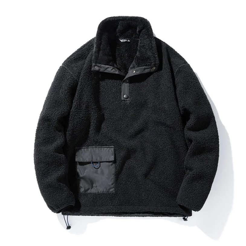 

Oversize Sweatshirt Fleece Pullover Male Harajuku Streetwear Velvet Winter Black Mens Clothes For Teenagers Fleece Jacket 2023