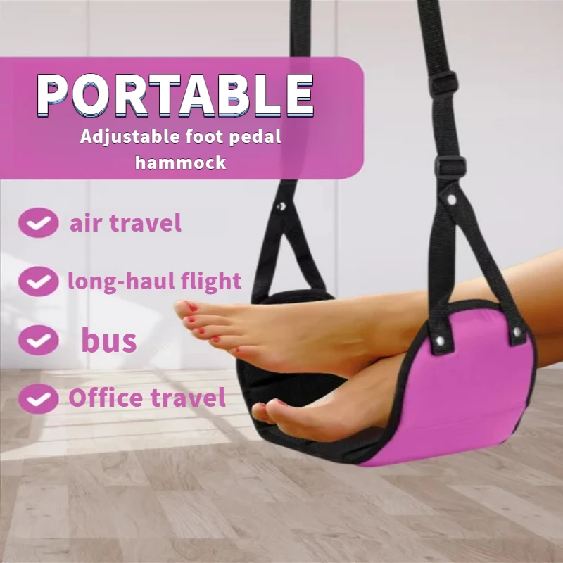 Portable Foot Mat Adjustable Strap Office Resting Foot Mat Hammock Lazy Man Magic Travel Airplane