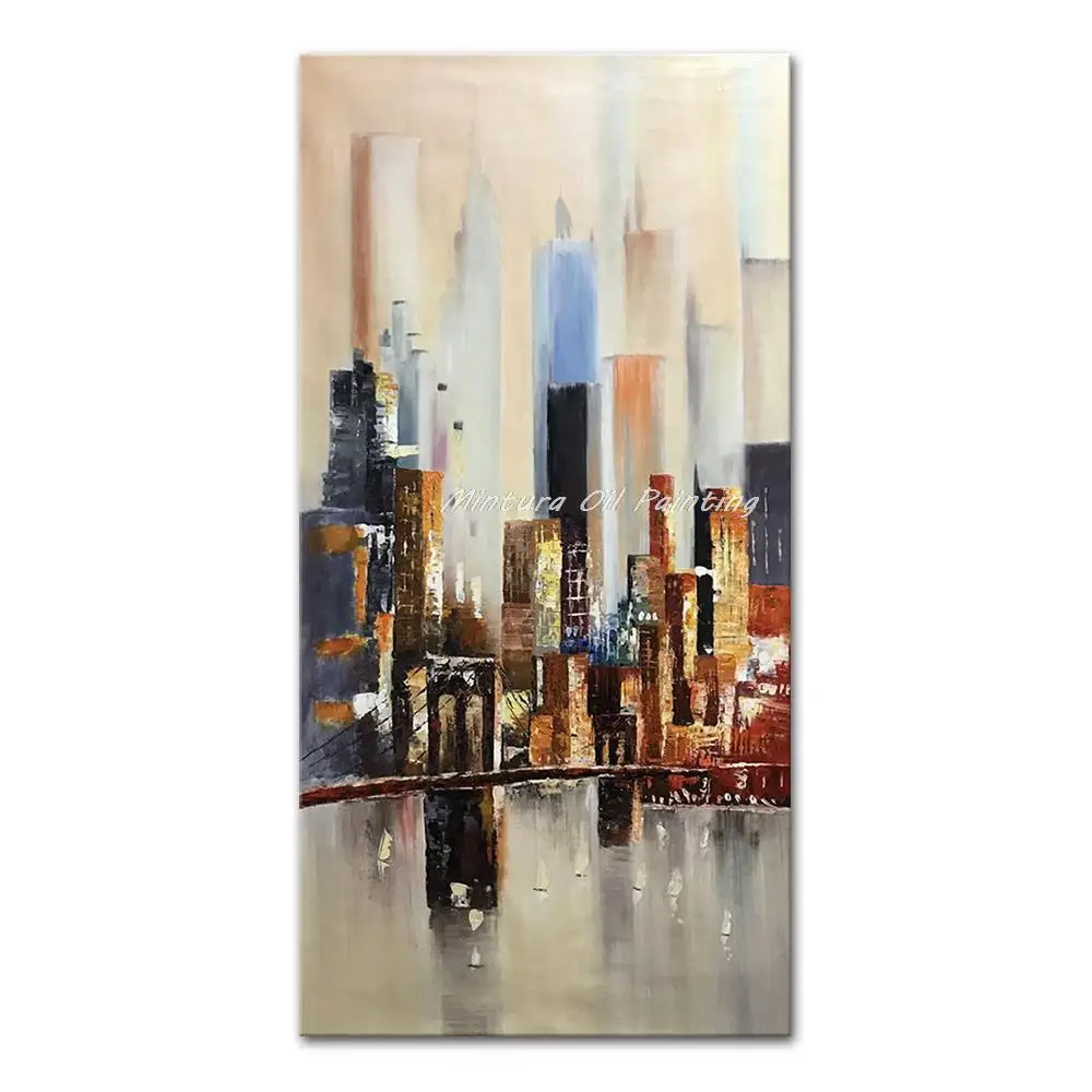

Mintura,Handmade Handpainted Oil Paintings on Canvas,Large Size Abstract Picture The City Landscape Artwork Hotel Decor Wall Art
