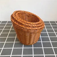 Handwoven Storage Basket Imitation Rattan Storage Tray Wicker Basket Bread Fruit Breakfast Picnic Basket Kitchen Storage Basket 2
