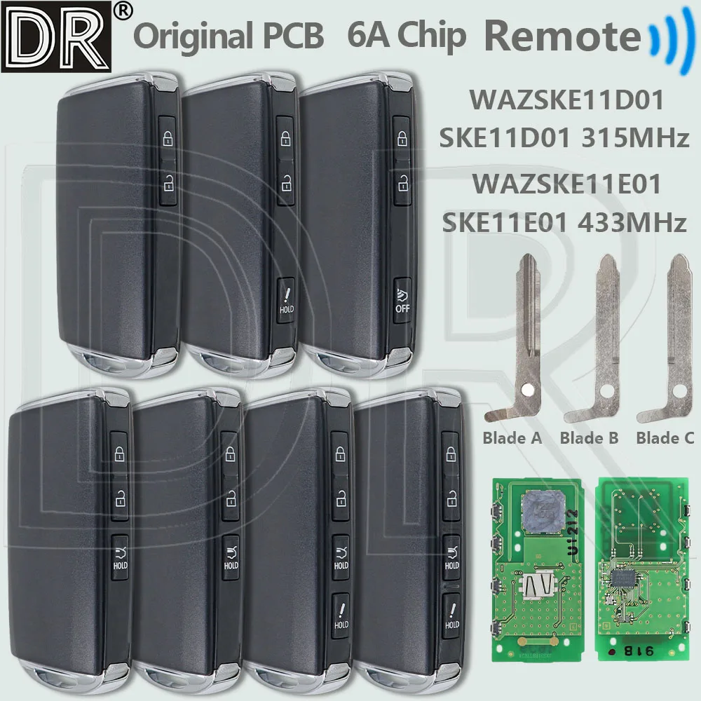 ชิป DR OEM PCB 6A รุ่น SKE11D/11E-01 WAZSKE11E01/11D01 ความถี่ 315/433MHz กุญแจรีโมทรถยนต์แบบ Proximity สำหรับรถยนต์ Mazda 3 CX-30 CX-50 CX-90 ปี 2019-2023