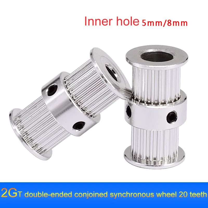 GT2 20 Tooth Timing Belt Pulley Double Round-Headed Synchronous Wheel 2GT Gear Inner Hole 5/8/6.3mm For 3D Printer Parts